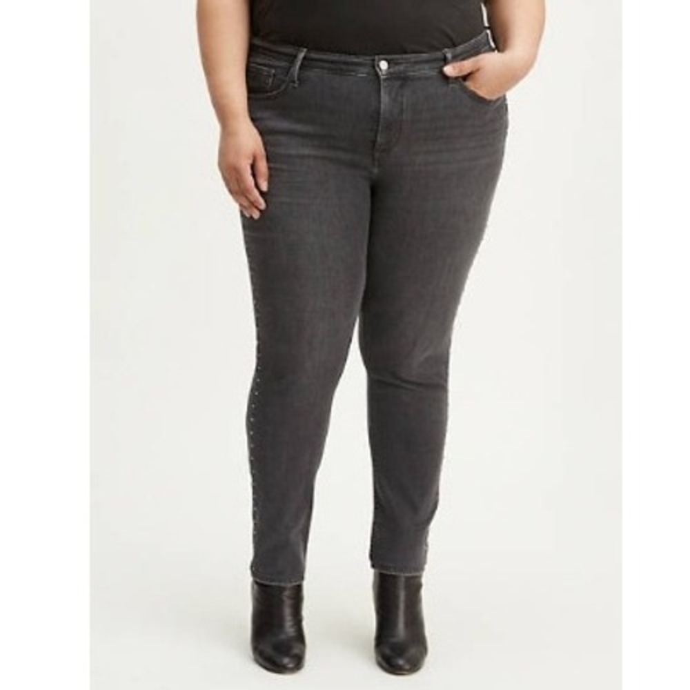 NWT Levi's 311 Shaping Skinny Sculpt Black‎ Embellished Jeans Stretch 18W